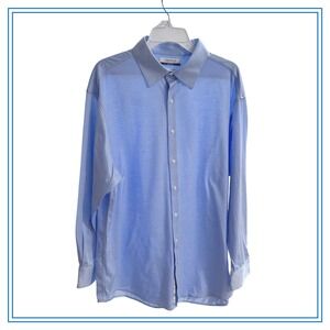 CREMIEUX Mens Light Blue Slim Fit 100% Pima Cotton Stretch Dress Shirt 17 1/2 33